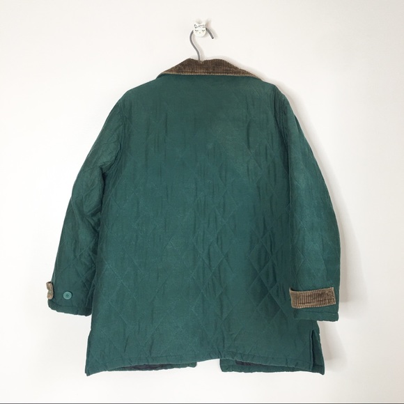 Vintage Quilted Jacket Coat Green Size Large - Picture 2 of 10